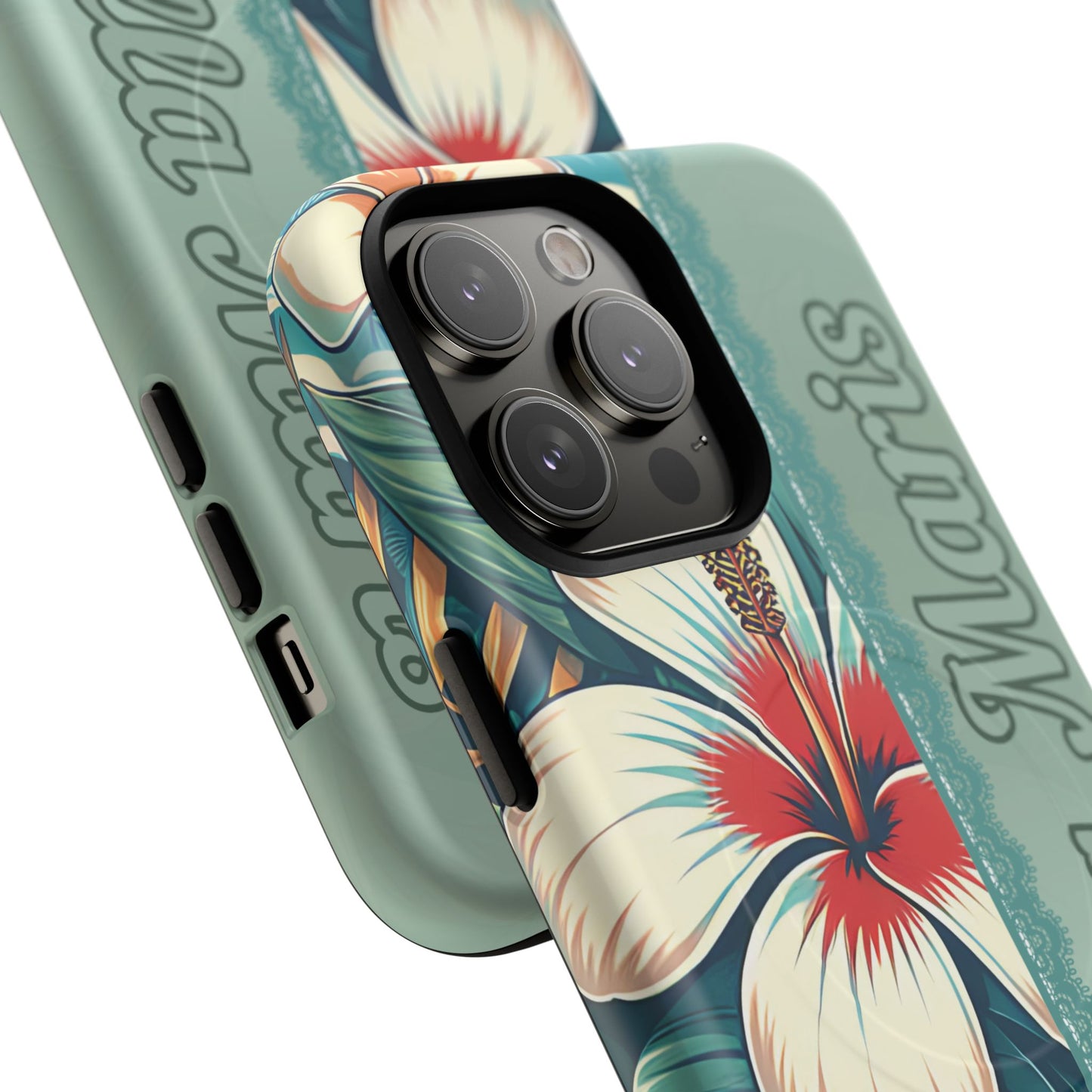 Personalized Tropical Floral Phone Case – Stylish Tough Magnetic Cases for iPhone, Customizable with Names, Perfect Gift for Nature Lovers