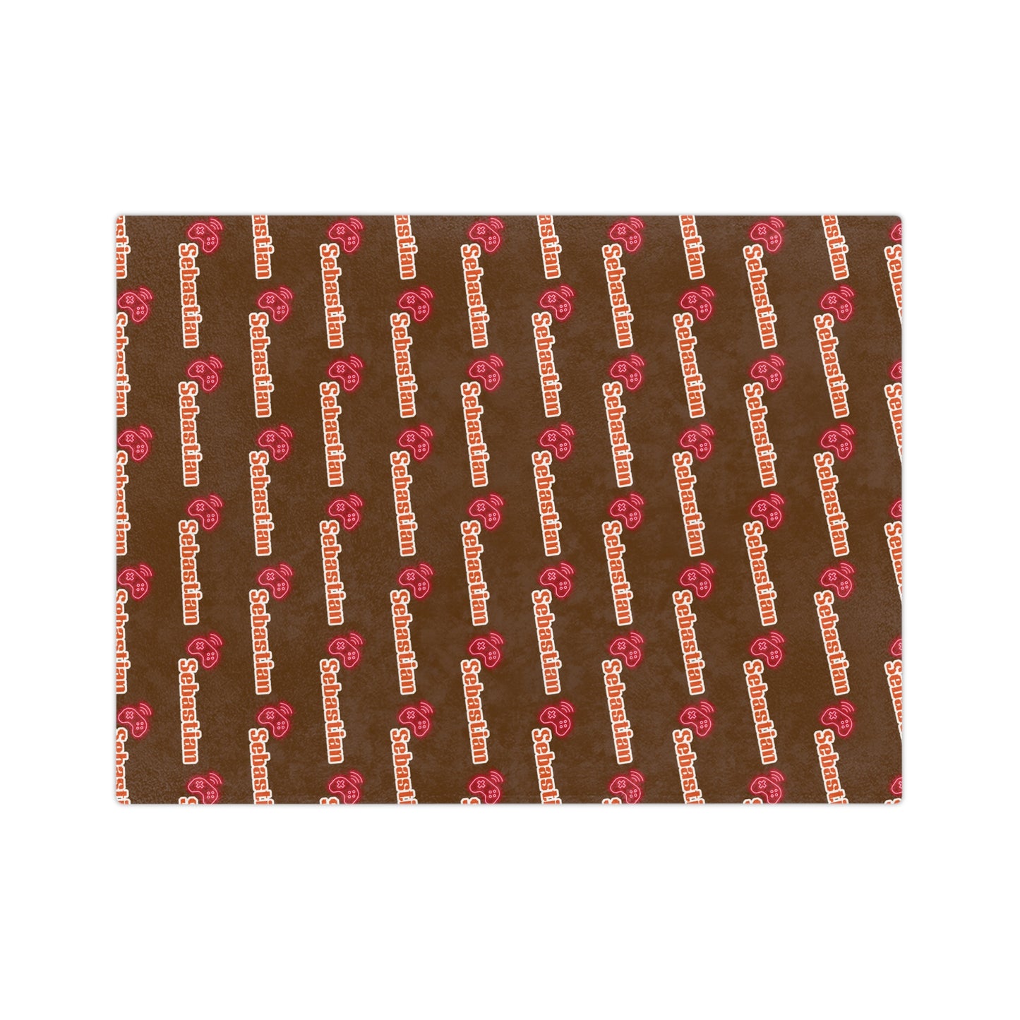 Personalized Name Velveteen Microfiber Blanket — Brown Patterned Custom Name Script Cozy Throw