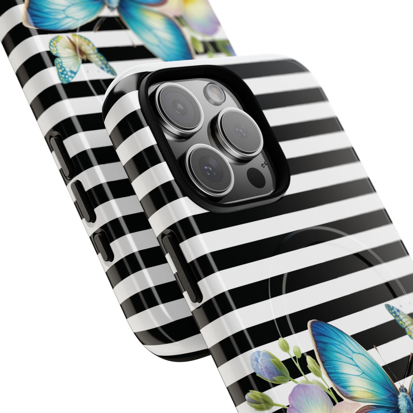 Pansy Parade Tough iPhone Magnetic Cases, Floral Tough Case, Striped iPhone Magnetic Cover, Phone Accessory, Gift for Nature Lovers