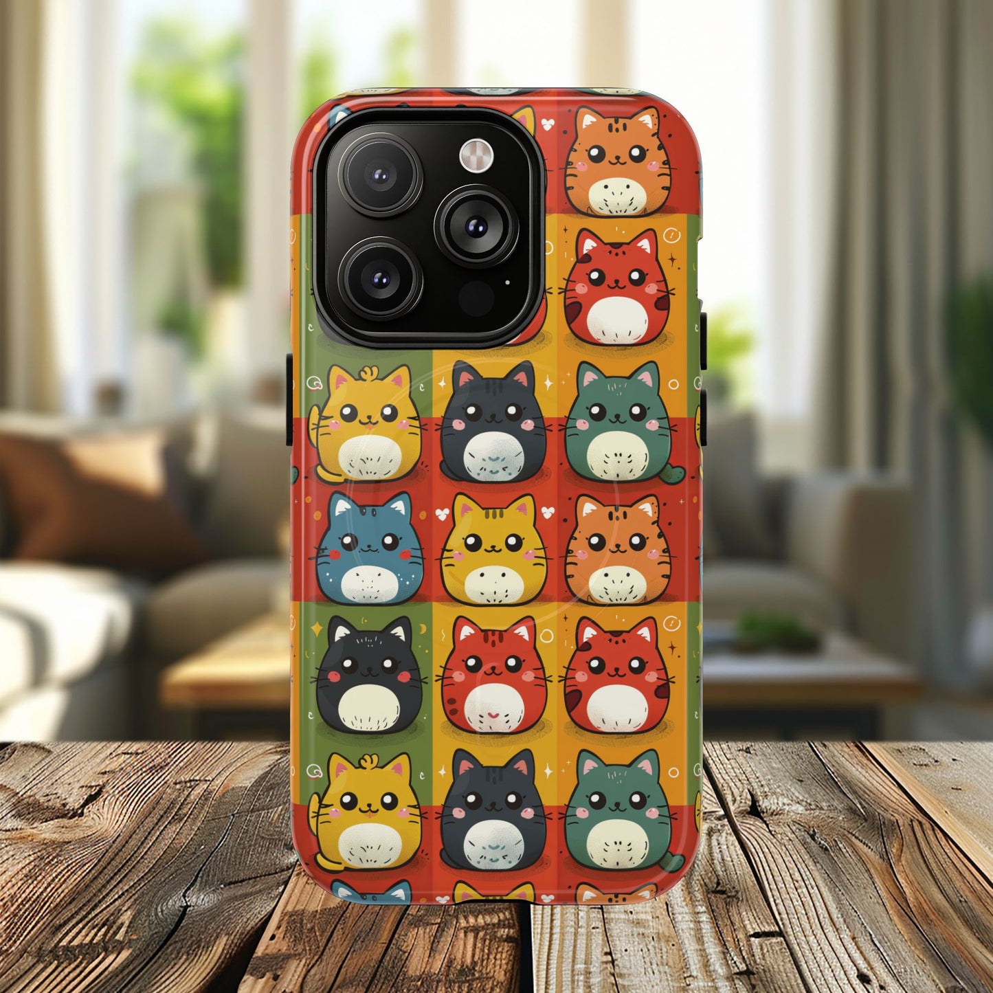 Cute Kawaii Cat iPhone Case, Tough Magnetic iPhone Case, Animal Lover Gift, Kawaii iPhone Cover, Fun Cat Design
