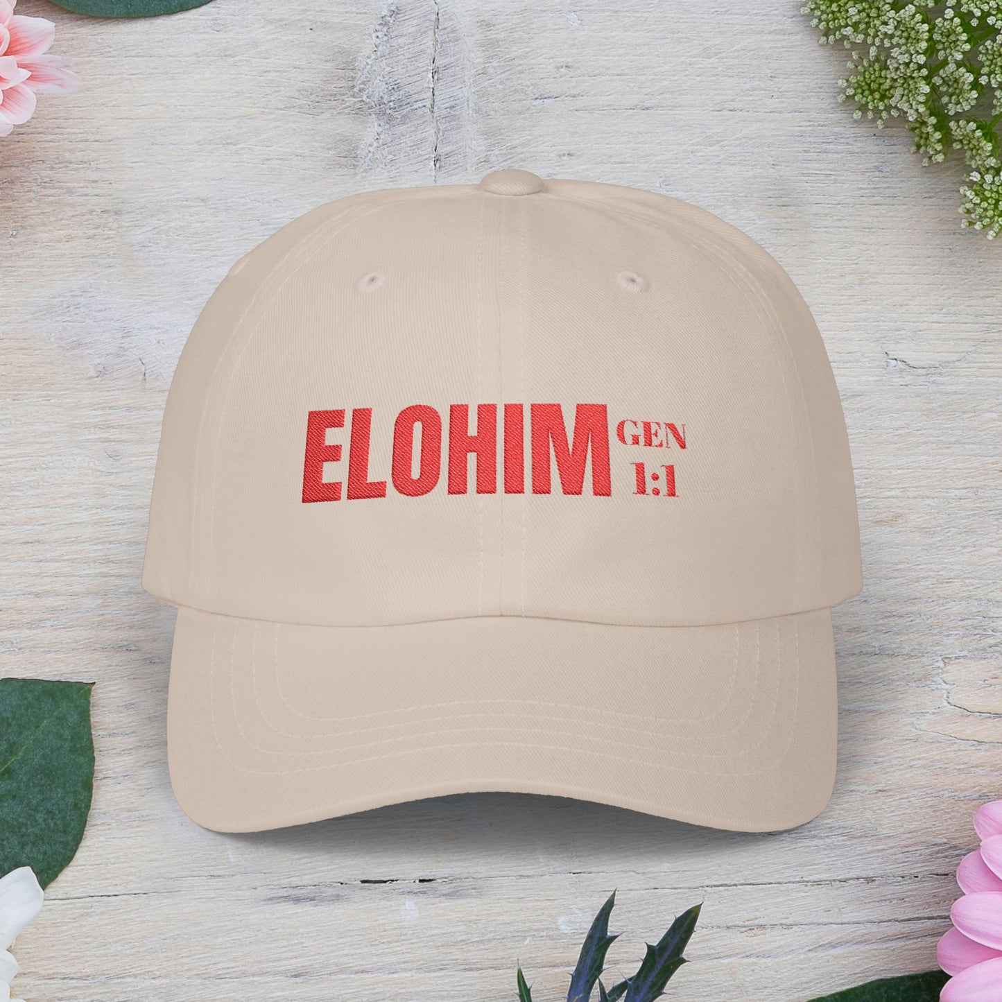 Classic Embroidery Dad Cap with 'ELOHIM, GENESIS 1:1' - Faith-Based Hat, Casual Wear, Gift for Dad, Christian Accessory, Summer Fashion