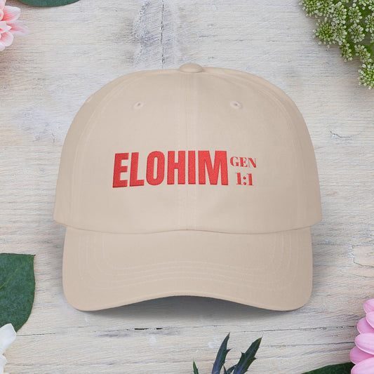Classic Embroidery Dad Cap with 'ELOHIM, GENESIS 1:1' - Faith-Based Hat, Casual Wear, Gift for Dad, Christian Accessory, Summer Fashion