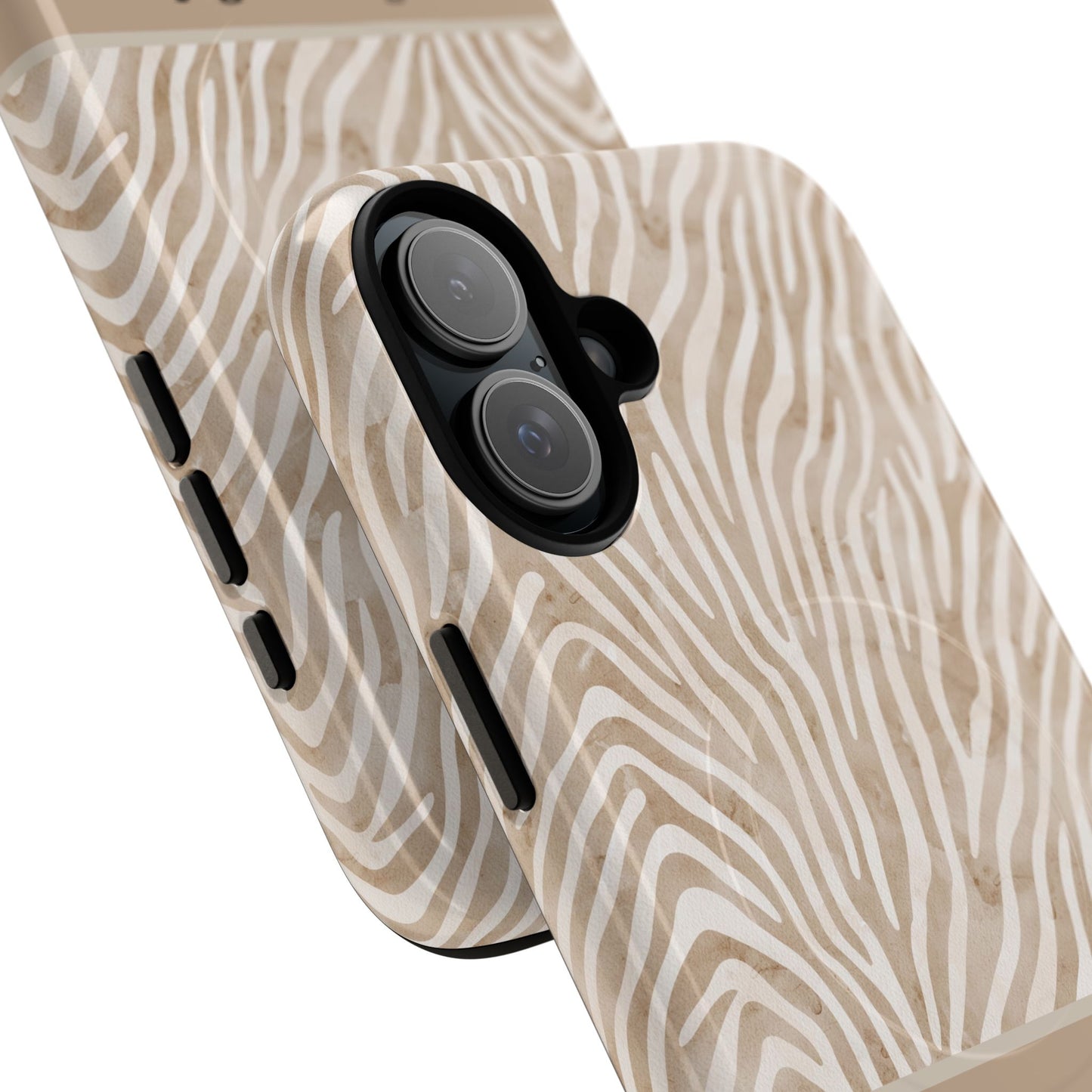 Personalized Zebra Animal Print Cover, Tough Magnetic MagSafe® iPhone® 13, 14, 15, 16, 17, Pro, Pro Max, Plus Cases (Custom Name).