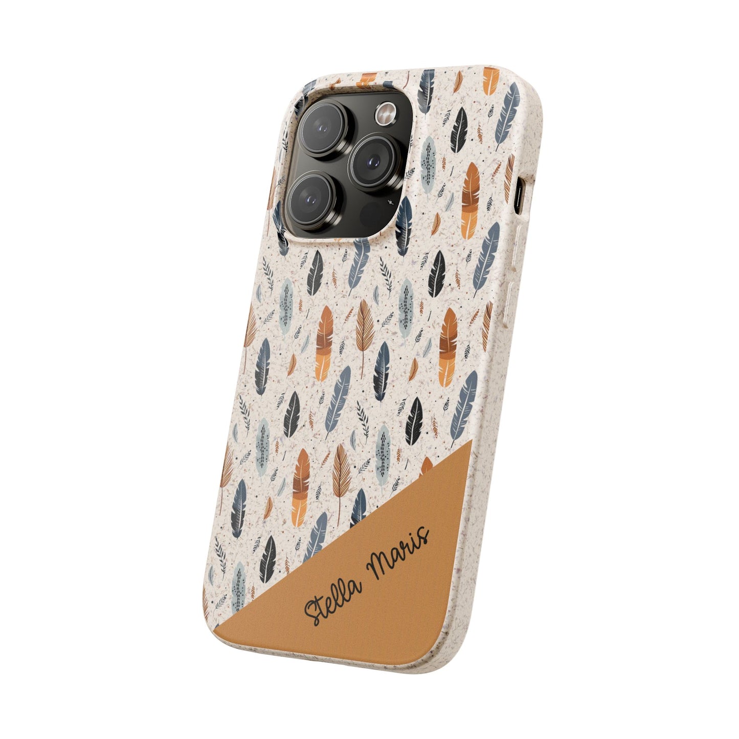 Personalized Whispering Feathers Samsung and iPhone Biodegradable Case, Custom Name Case.