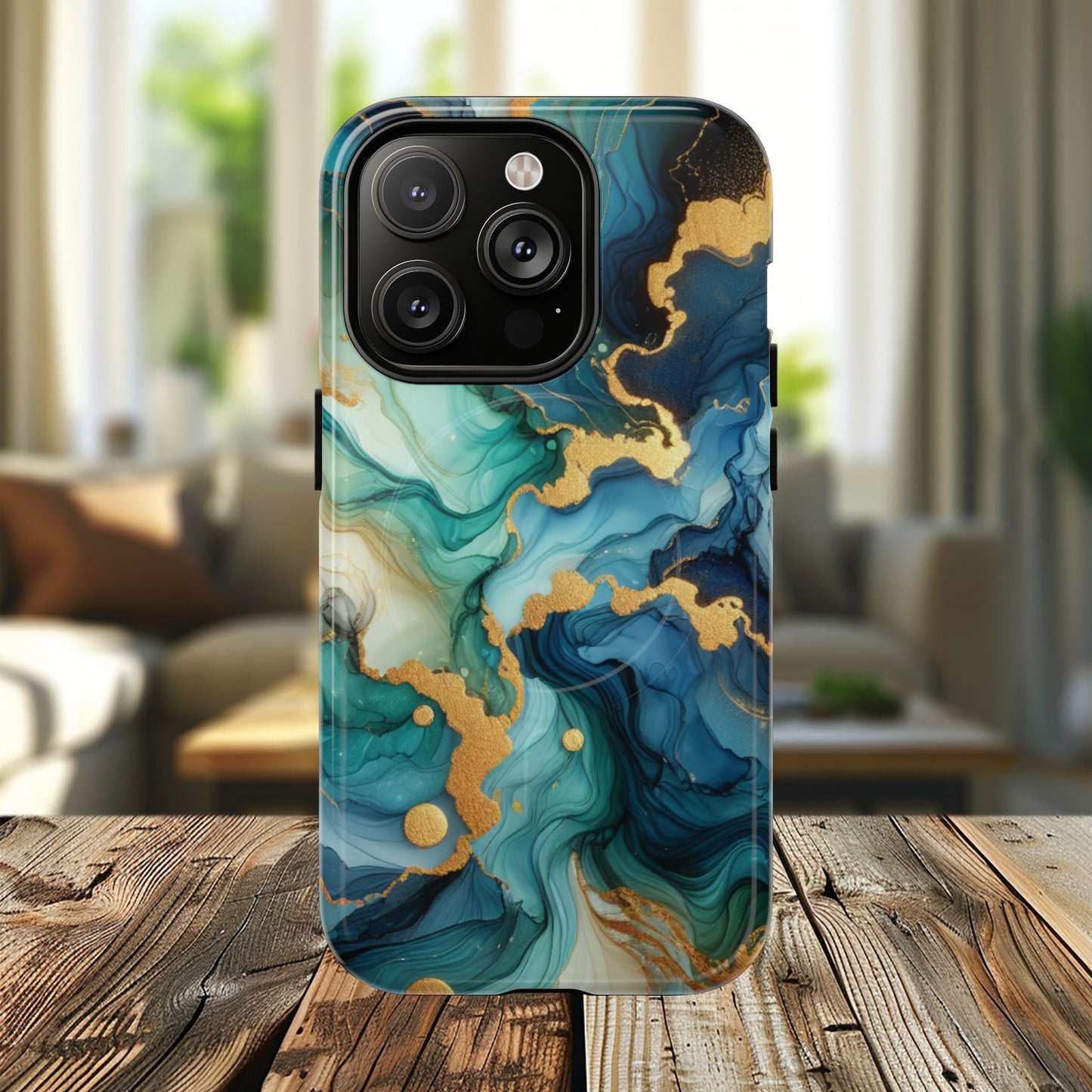 Ocean Quartz Luxe Marble Pattern Tough Magnetic iPhone Case, Phone Accessories, Luxury Gift, Durable iPhone Cover, Unique Design for iPhone Users.