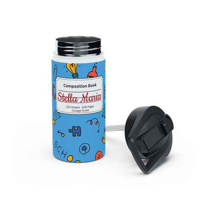 Personalized Classroom Couture Composition Book Inspired Stainless Steel Water Bottle for Kids, School Supplies, Eco-Friendly Drinkware, Back to School, Teacher Gifts