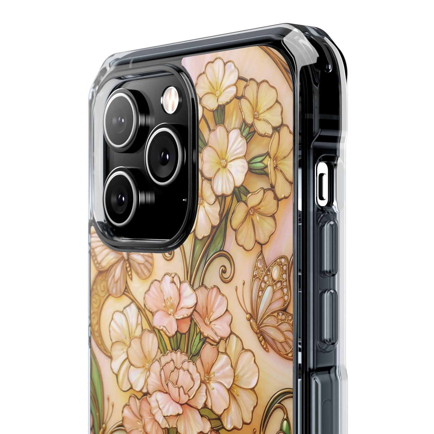 Floral Vintage Art Stained Glass Effect Nouveau Clear Magnetic Impact Case