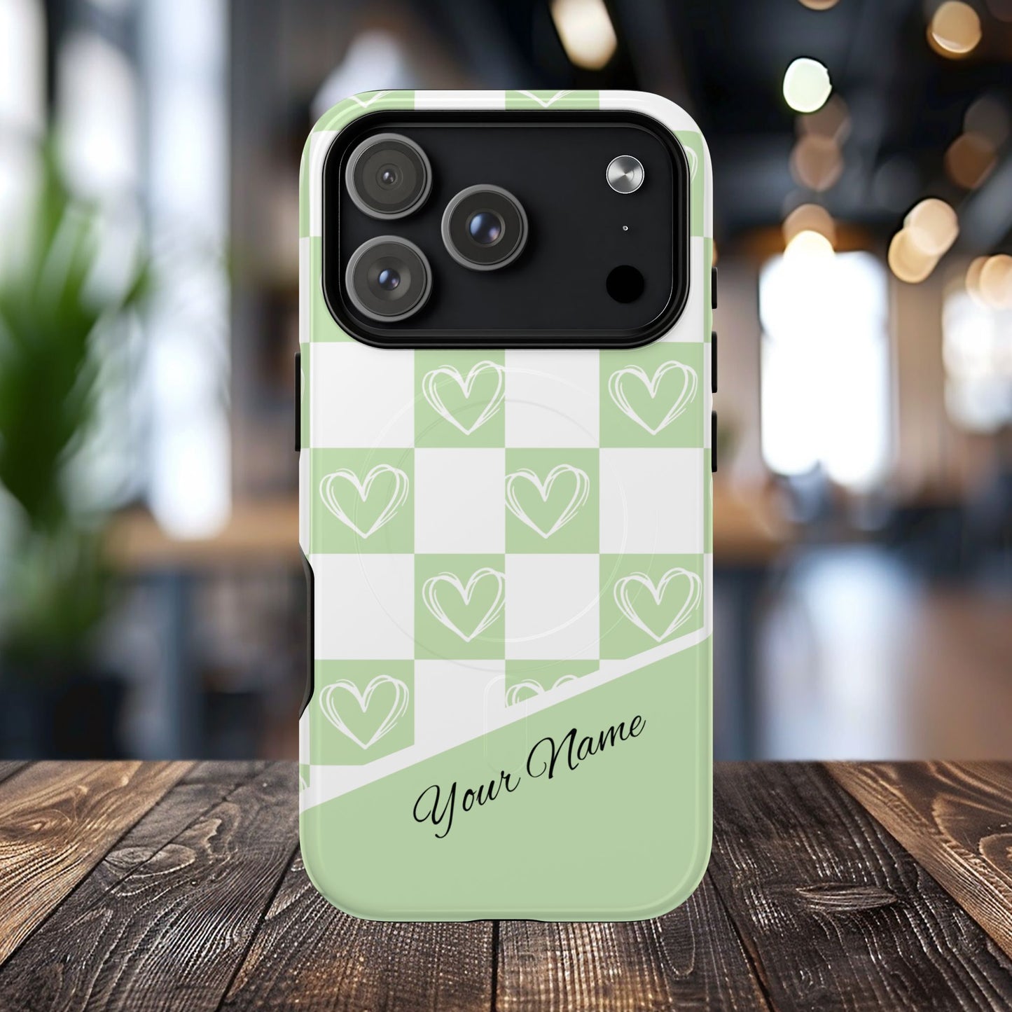Personalized Chic Heart Pattern iPhone Case | Tough Magnetic Cases, Stylish iPhone Protection, Gift for Her, Trendy Accessories, Everyday Use