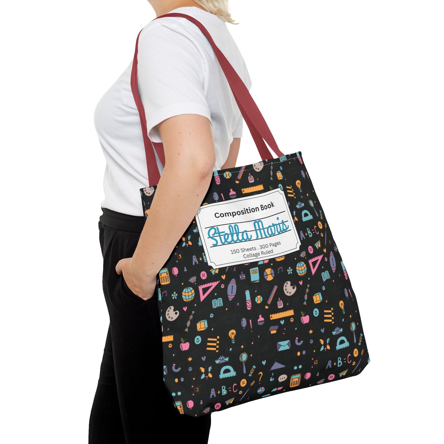 Personalized Chalkboard Chic Composition Book Inspired Tote Bag, Back to School Tote, Teacher Gift, Kids Bag, Custom Name Bag, Educational Accessories, Back to School Tote Bag.