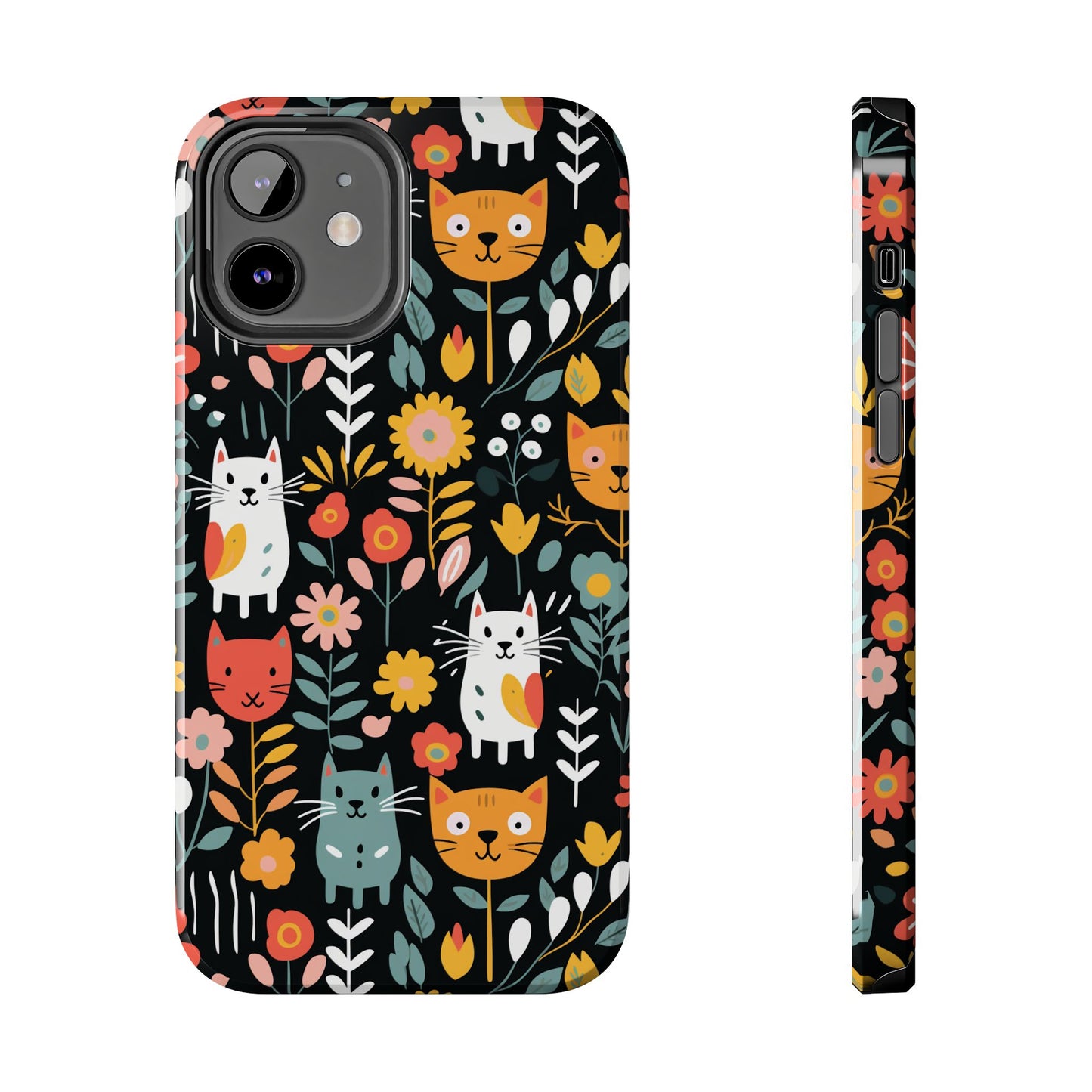 Whimsical Feline Garden iPhone and Samsung Tough Phone Cases