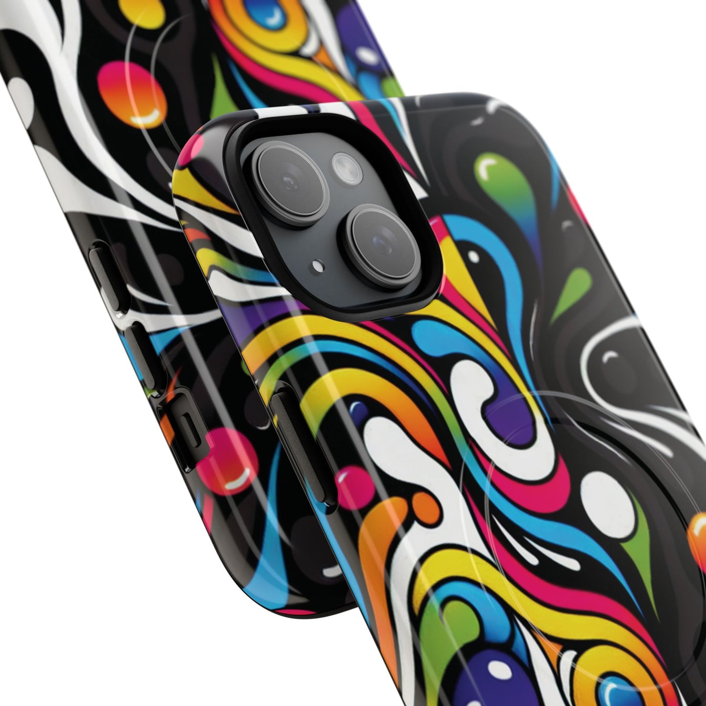 Vibrant Yin Yang Pop Splash Tough Magnetic iPhone Cases, Bold Artwork, Customizable Protection, Gift for Tech Lovers, Colorful iPhone Accessories