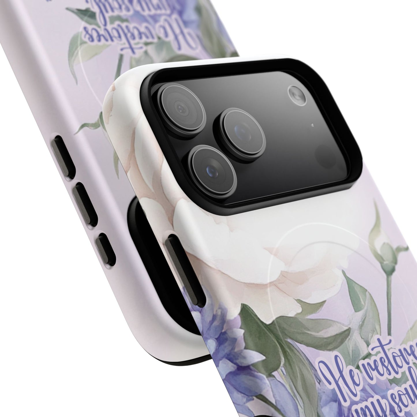 He Restores My Soul Tough iPhone Magnetic Cases, Christian Gift, MagSafe® iPhone® Tough Case, iPhone 13, 14, iPhone 15, iPhone 16, 17, Pro, Pro Max, Plus