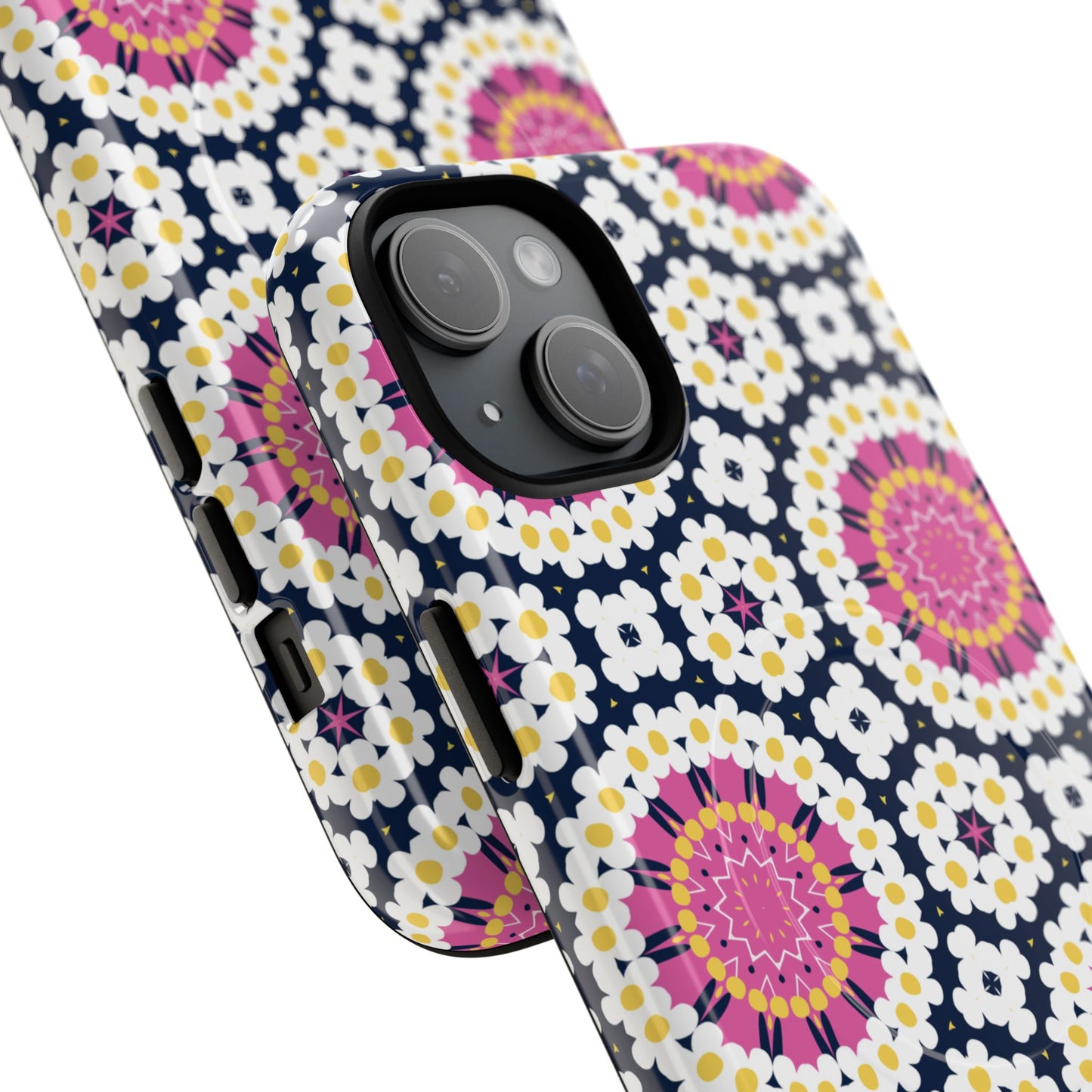 Petal Prism Pop Tough Magnetic iPhone Case, Tough Protection, Unique Design, Gift for Her, iPhone Accessories, Boho Style, Floral MagSafe Accessory.