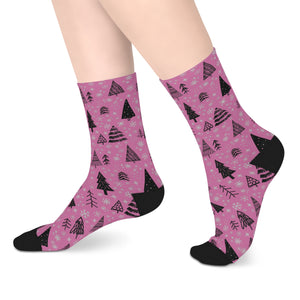 Winter Wonderland Pink  Mid-Length Socks