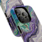 Stylish Purple Acrylic Tough Magnetic iPhone Cases, Unique Protective Cases for iPhone, Colorful Marble Design, Great Gift for iPhone Lovers