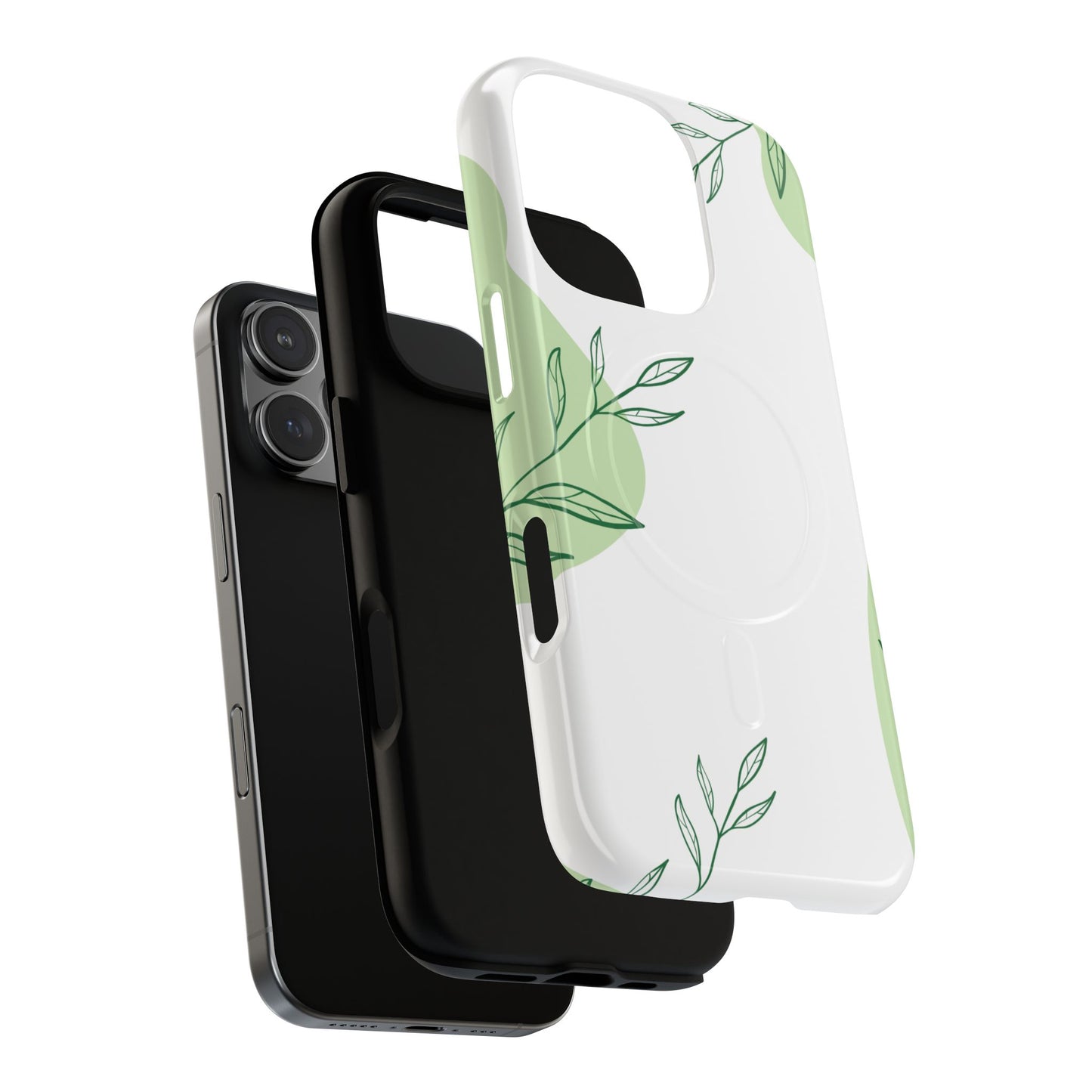 Stylish Tough iPhone Magnetic Cases with Leaf Design, iPhone Protection Cases, Greenery iPhone Covers, Eco-Friendly iPhone Accessories, Gift for Her.