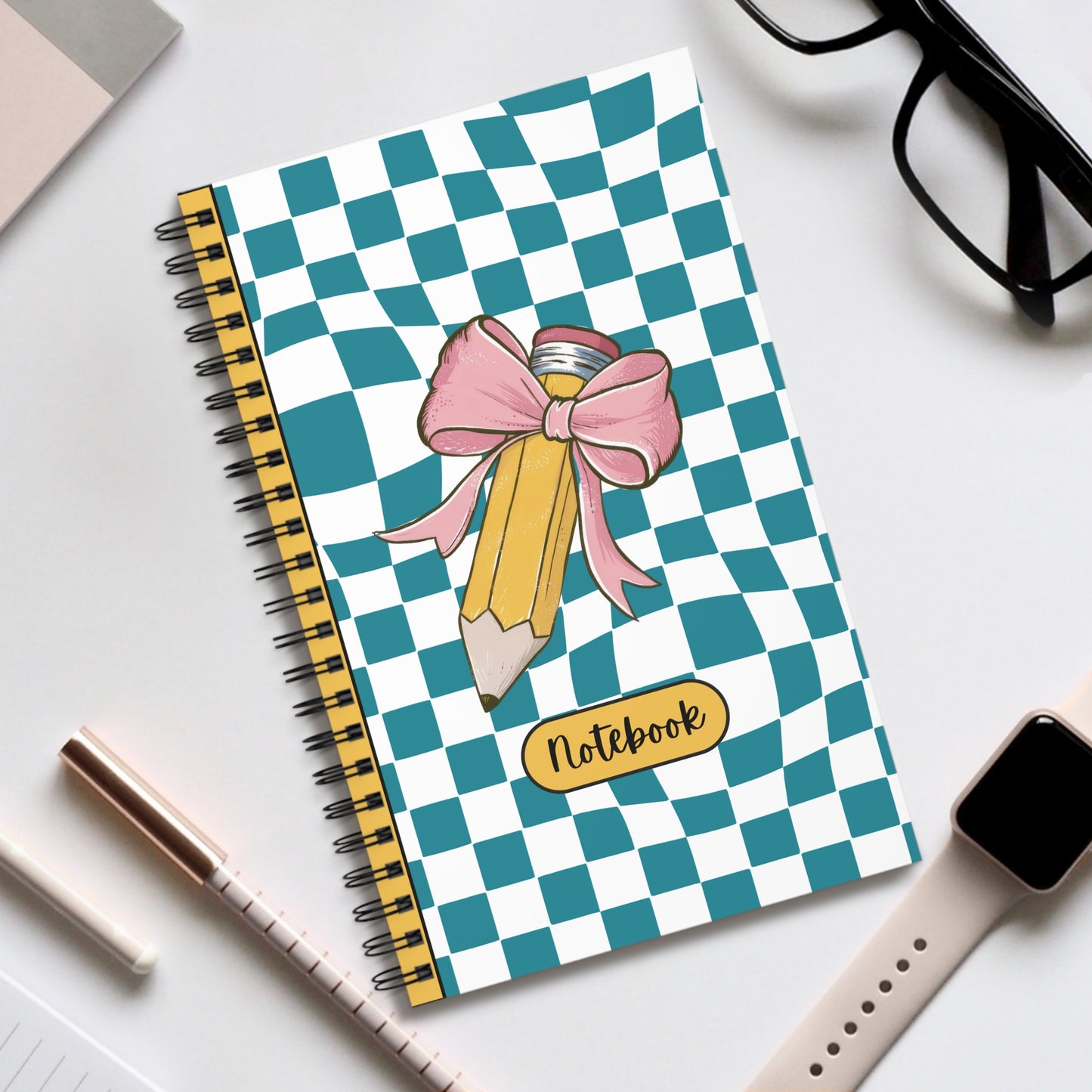 Teal Checkered Charm Spiral Journal (EU)- (PY)