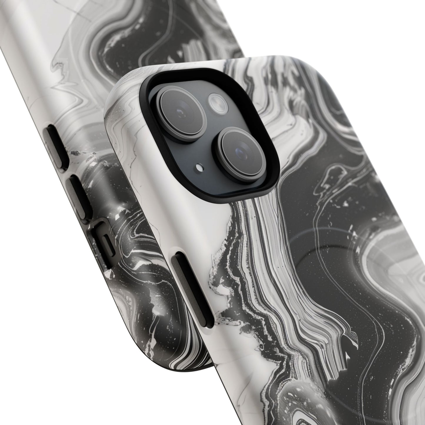 Black Marble Magnetic iPhone Case for Tough Protection, Stylish iPhone Mobile Accessory, Fashionable Gift, Unique Marble iPhone Design, Durable Smartphone Cover