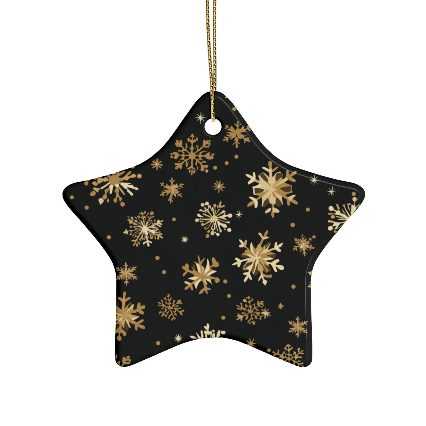 Black and Gold Snowflake Elegance Ceramic Ornaments (1pcs, 5pcs, 10pcs, 20pcs)