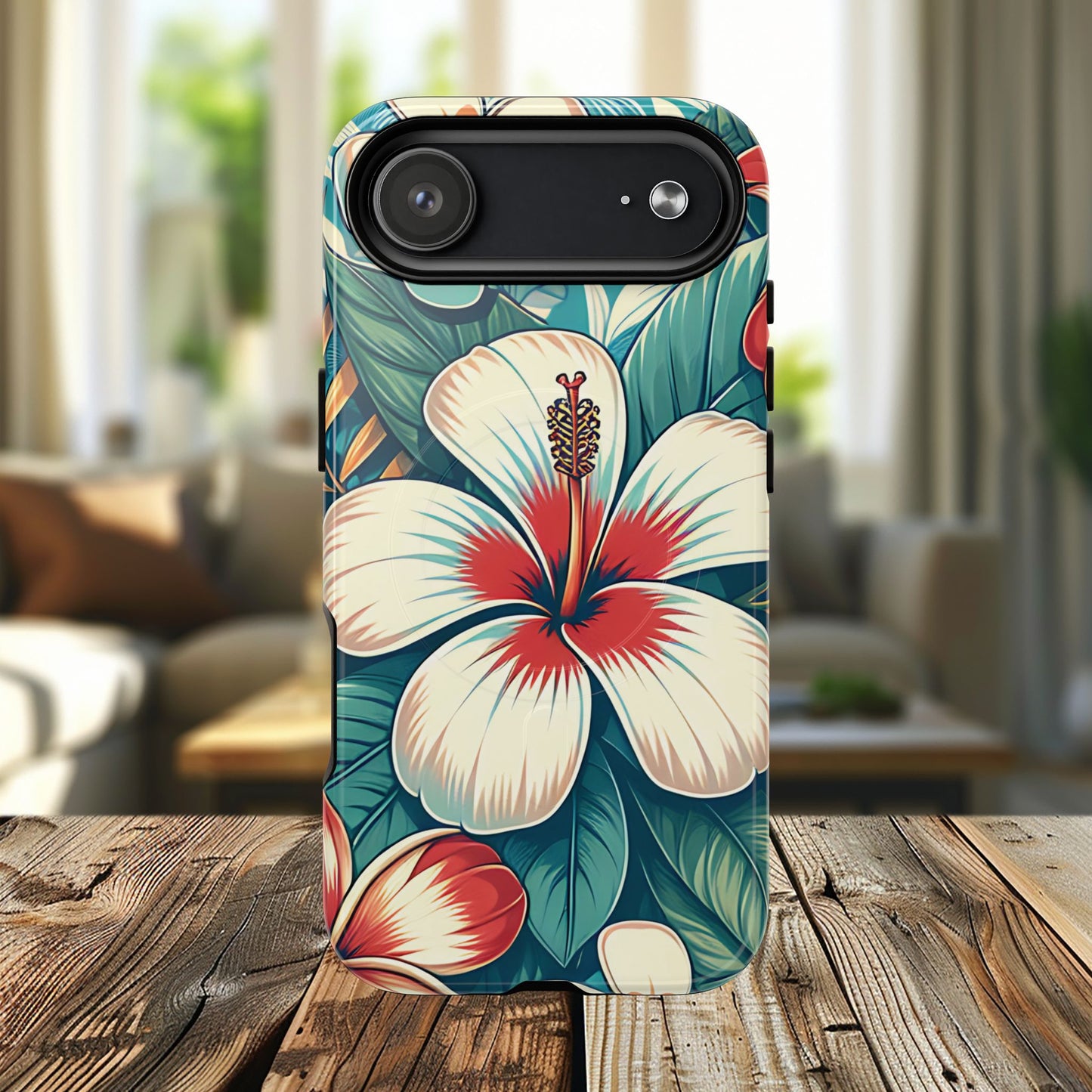 Tropical Hibiscus MagSafe® iPhone® Tough Case - Stylish Phone Protection Gift for Nature Lovers, Vibrant, Summer Vibes.