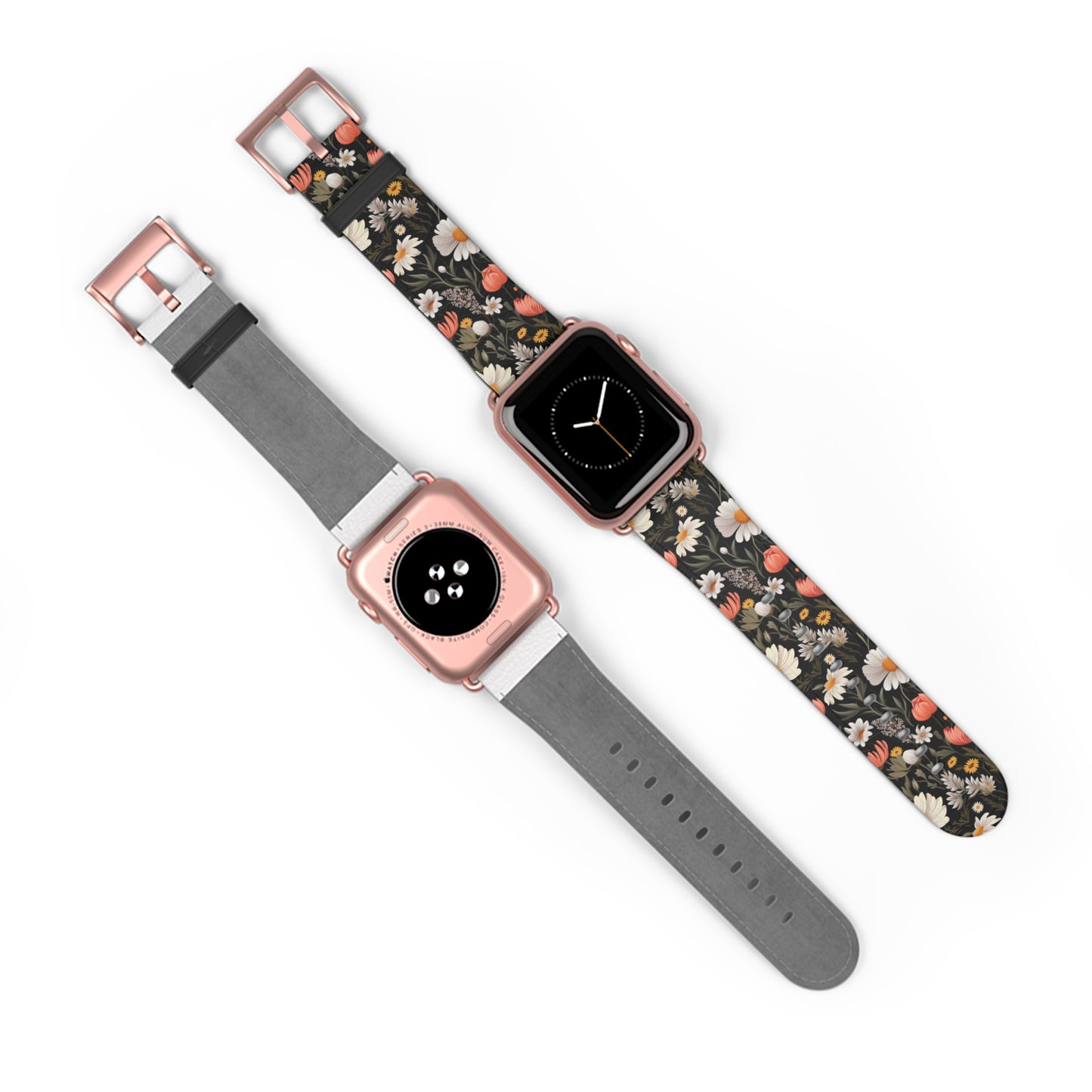Blossom Elegance: Noir Garden Floral Watch Band - Stylish Floral Design for Smartwatches