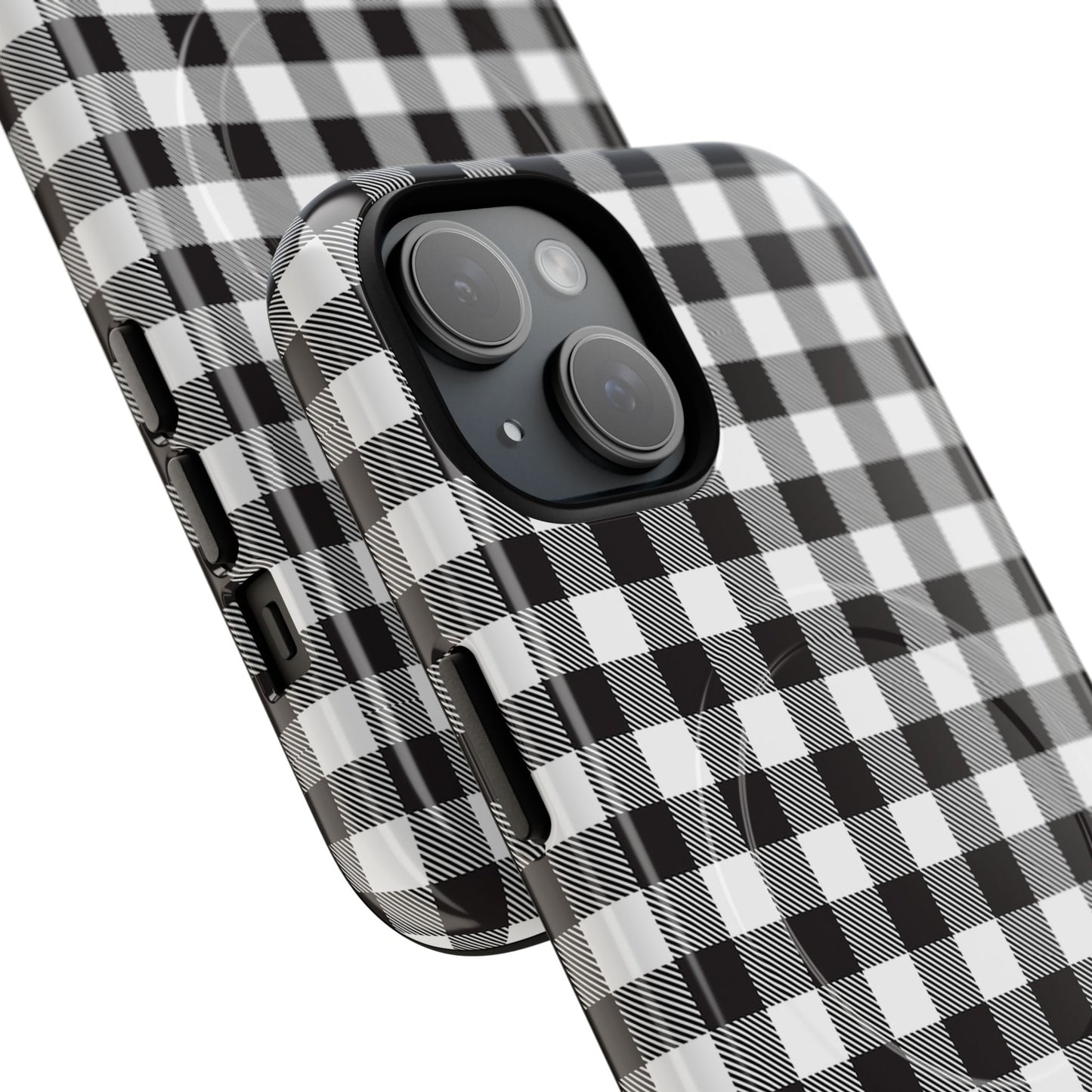 Black and White Gingham Phone Case, Tough Magnetic Cases, Stylish Phone Cover, Gift for Her, Trendy Phone Accessory, Checkered Print
