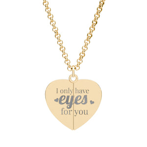Hidden Message Heart Necklace — Engraved 'Look Into My Eyes' Secret Pendant