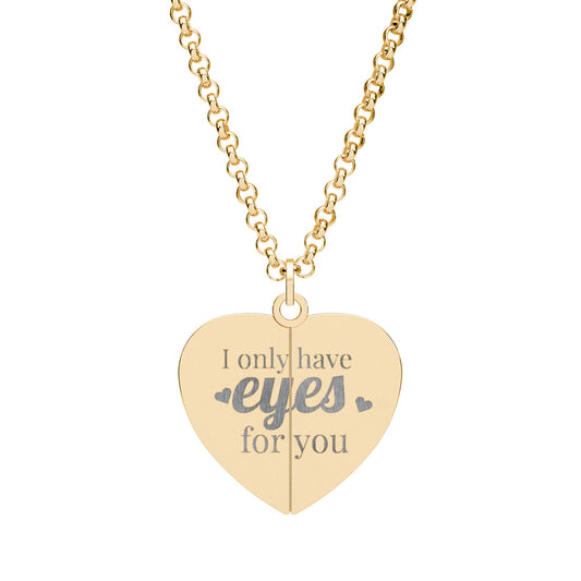 Hidden Message Heart Necklace — Engraved 'Look Into My Eyes' Secret Pendant