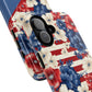 Personalized Stars, Stripes & Petals Tough Magnetic MagSafe Case, Patriotic Cover, Floral Design, Durable Protection, Gift for Her, Summer Vibes