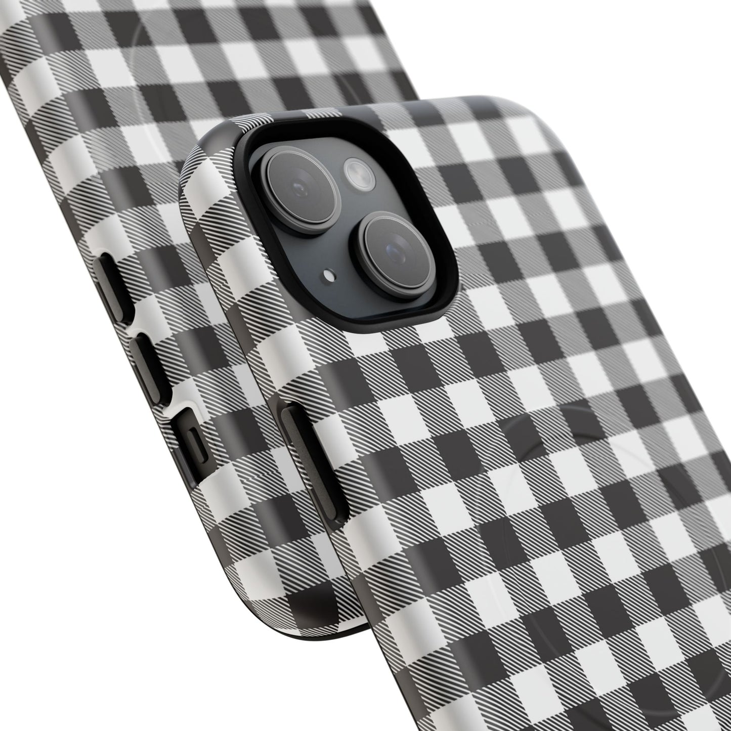 Black and White Gingham Phone Case, Tough Magnetic Cases, Stylish Phone Cover, Gift for Her, Trendy Phone Accessory, Checkered Print