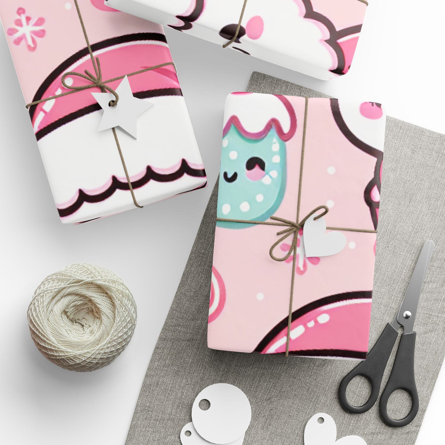 Wrapping Papers - Pink Santa Claus Holiday Collection - Matte or Glossy Finish - 90gsm Paper