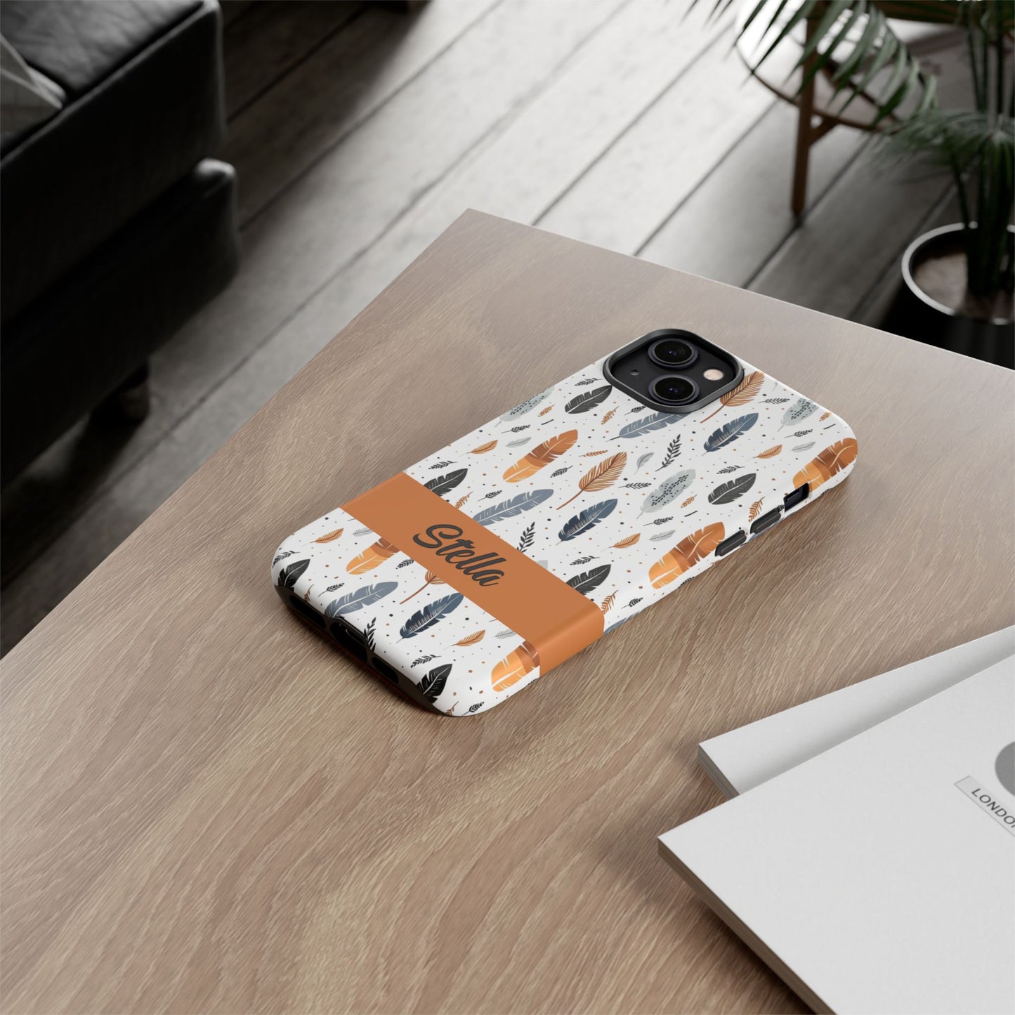 Personalized Whispering Feathers Samsung, Google Pixel and iPhone Case, Custom Name Case.