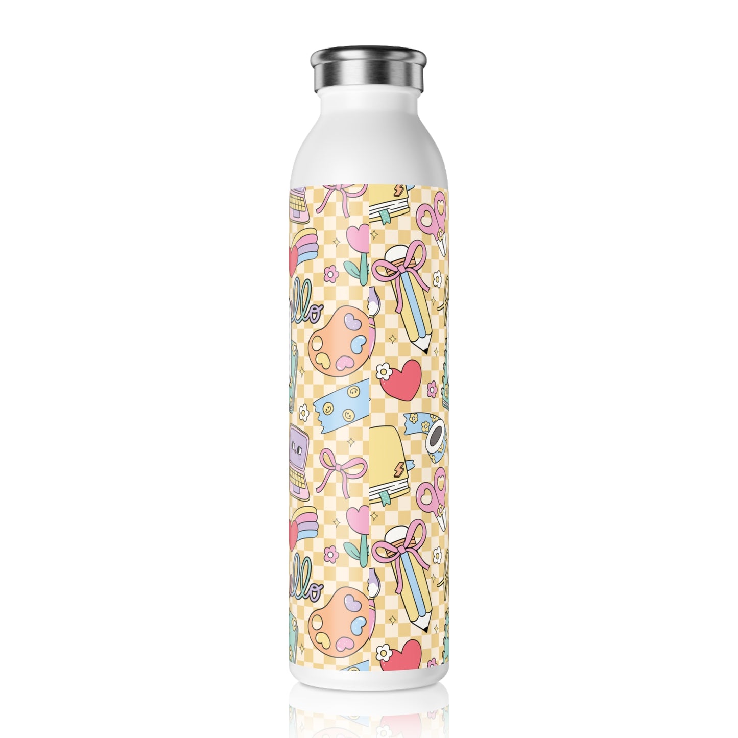 Personalized Composition Book Doodle Daydream Inspired Slim Water Bottle, Drinkware, Eco-Friendly Hydration Bottle, Perfect for Gifts, School Supplies, Back to School