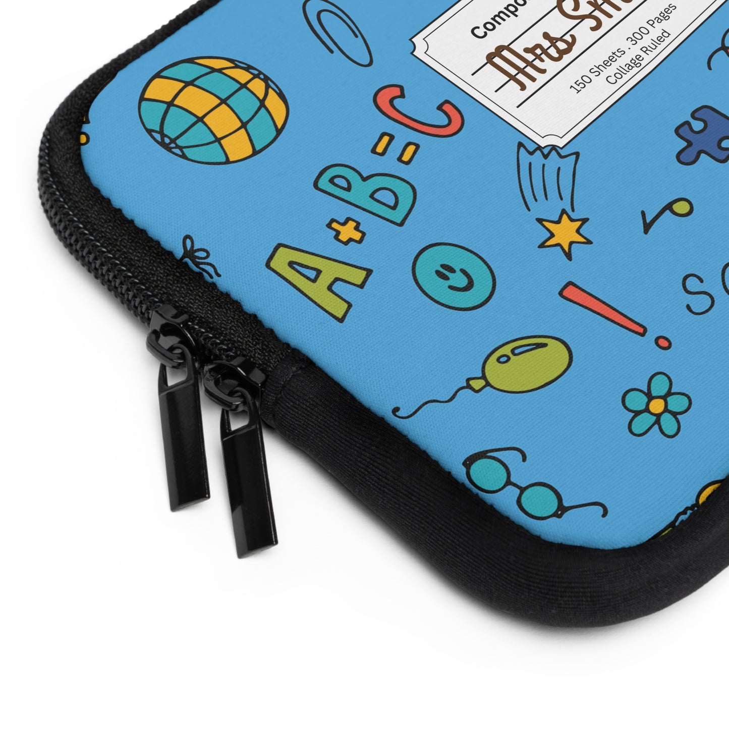 Personalized Classroom Couture Laptop Sleeve with Composition Book Inspired Design, Customizable Tech Case, School Supplies, Gift for Students, College Essentials, Back to School