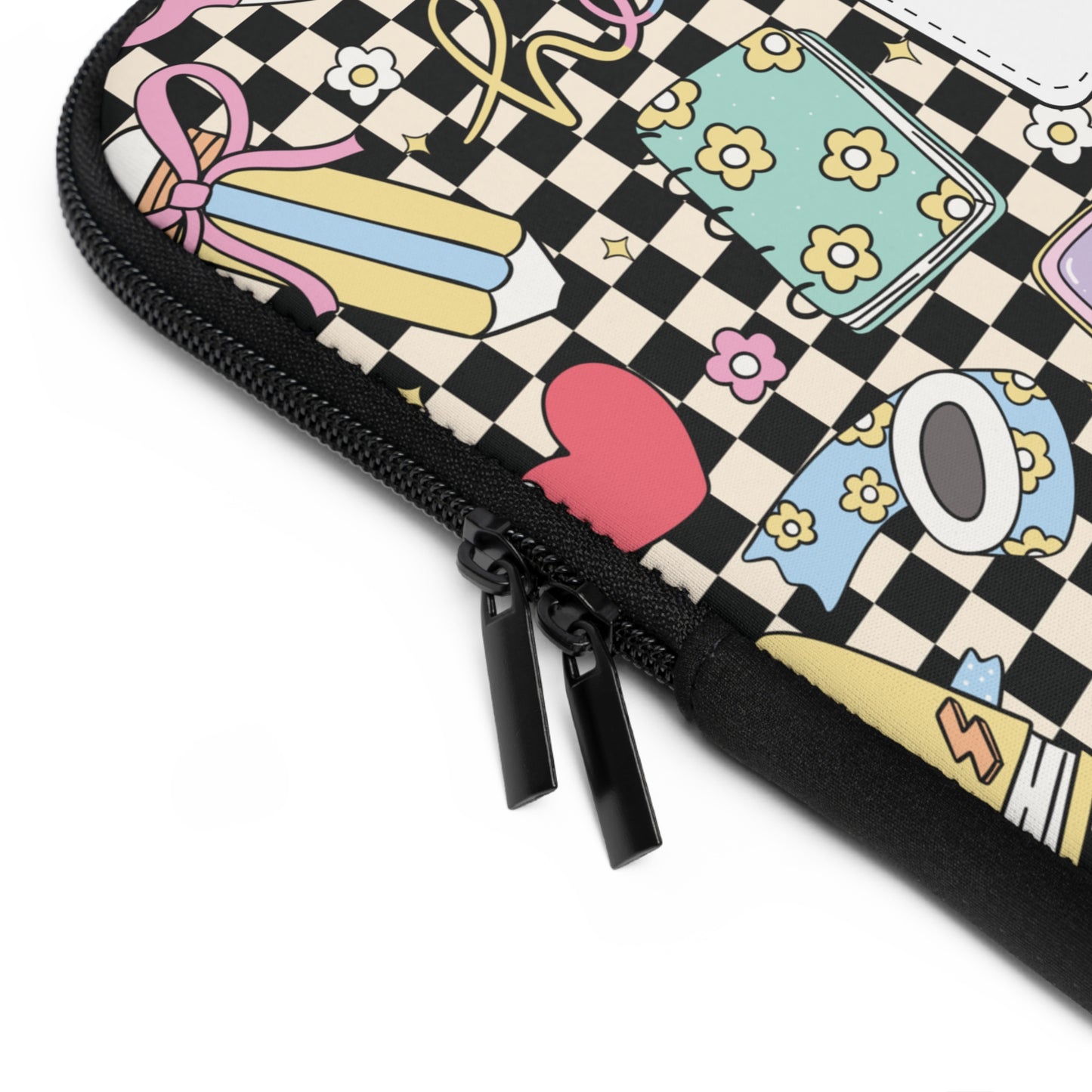 Personalized Black Doodle Daydream Laptop Sleeve with Composition Book Inspired Design, Customizable Tech Case, School Supplies, Gift for Students, College Essentials, Back to School