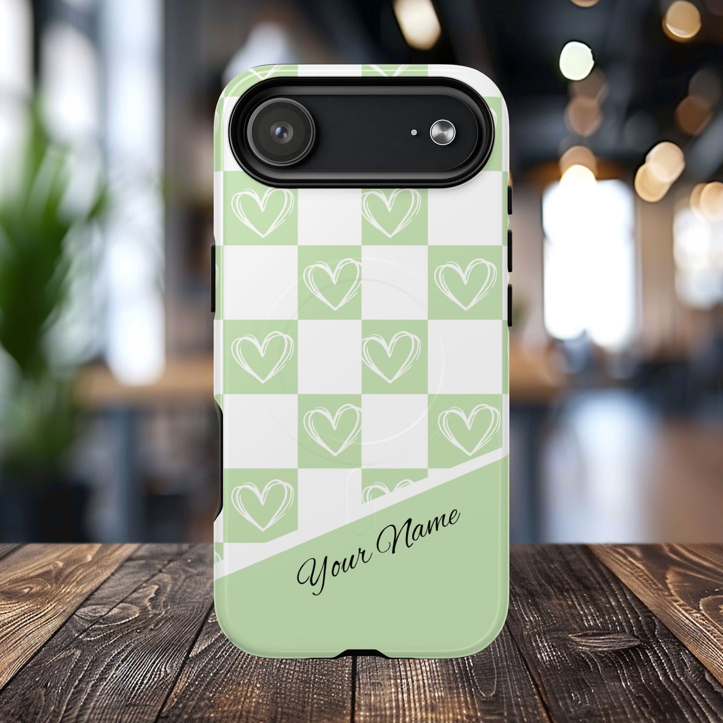 Personalized Chic Heart Pattern iPhone Case | Tough Magnetic Cases, Stylish iPhone Protection, Gift for Her, Trendy Accessories, Everyday Use