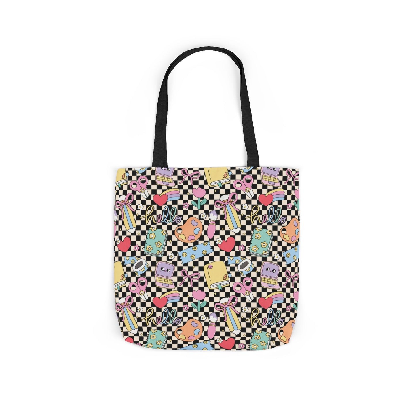 Personalized Black Doodle Daydream Composition Book Inspired Canvas Tote Bag with Colorful Straps, Cute School Bag, Eco-Friendly Tote, Back to School Shopping Bag, Teacher Gift Idea