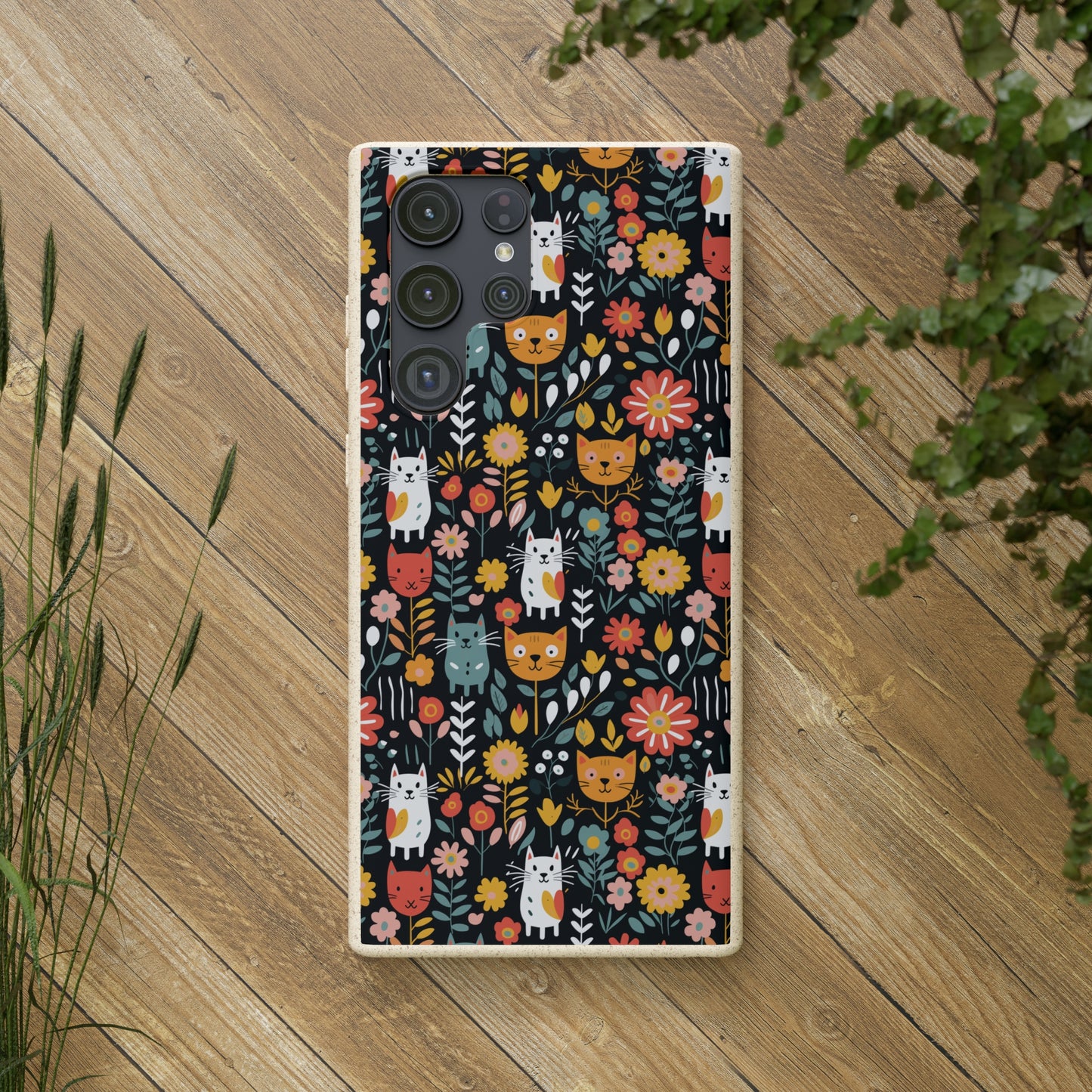 Whimsical Feline Garden Samsung Biodegradable Cases