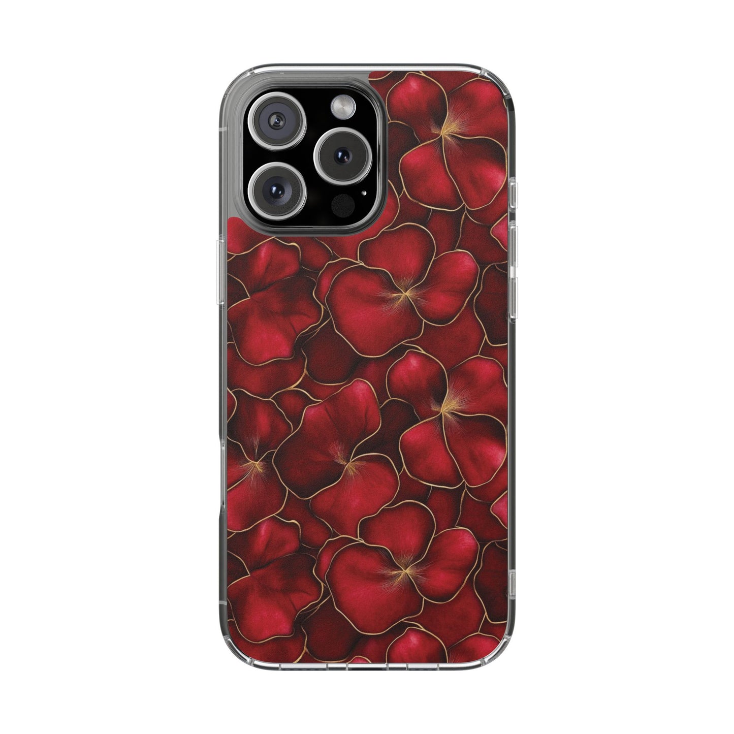 Velvet Petal Noir Floral Petal Clear Impact-Resistant iPhone and Samsung Case.