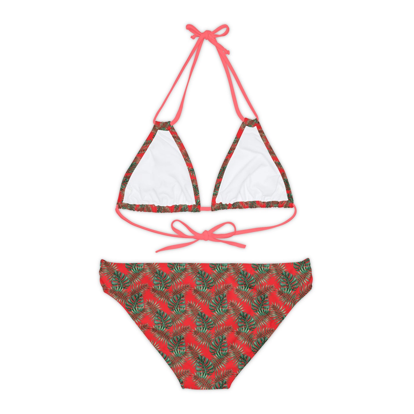 Red Tropical Bliss Strappy Bikini Set (AOP)