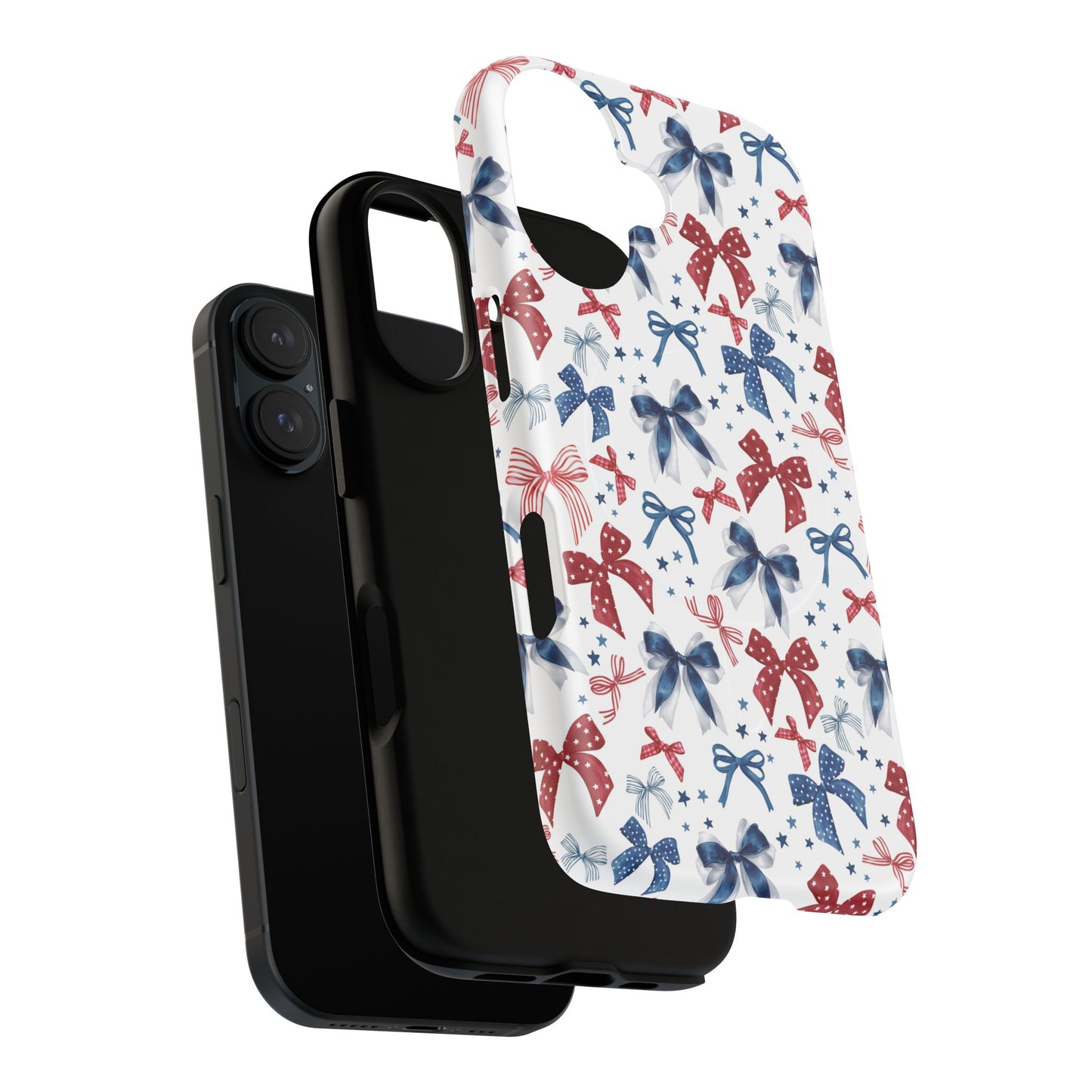 Patriotic Coquette Tough iPhone Magnetic Case, Stylish Gift for Her, Summer Celebrations, Cute Bow Design