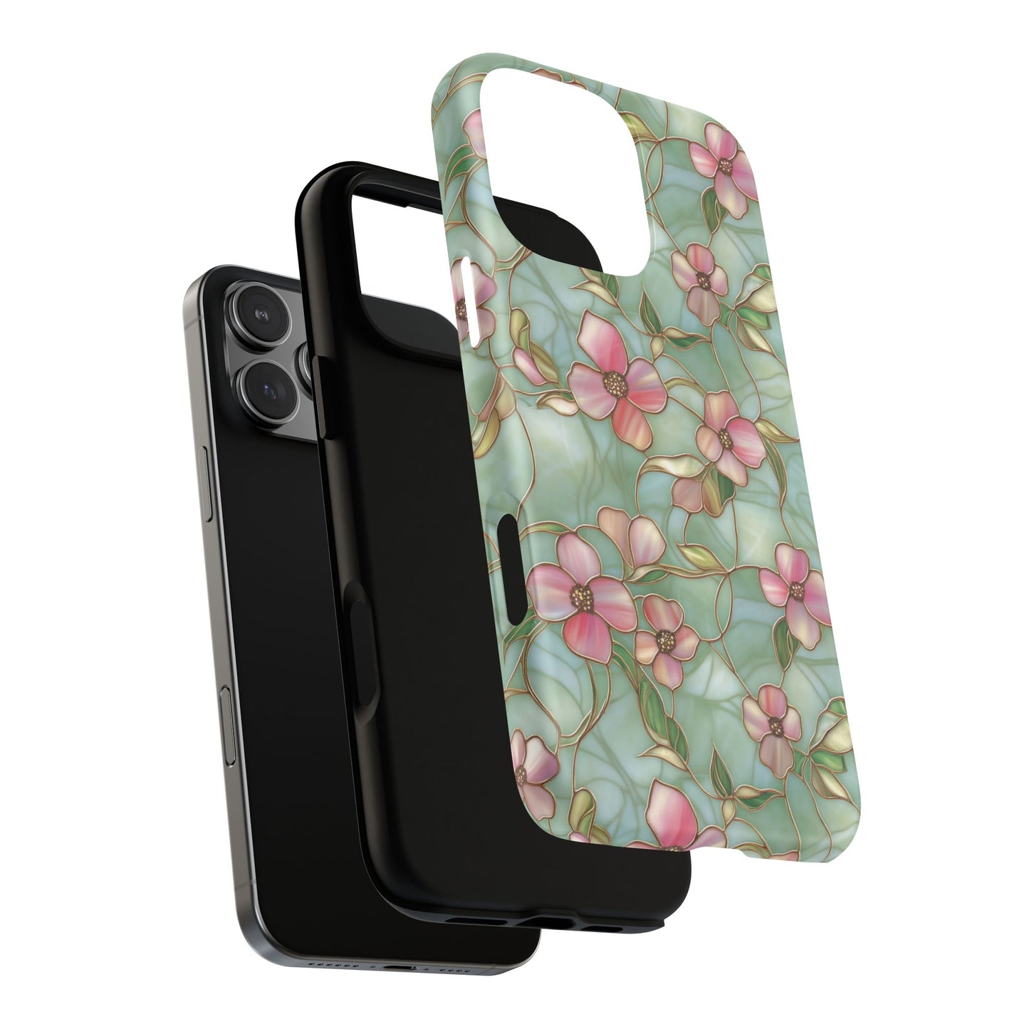 Aqua Bloom Serenity Tough iPhone Magnetic Cases, Cute Flower Design, Stylish Protection, Gift for Her, Trendy Accessories, iPhone MagSafe Accessory.