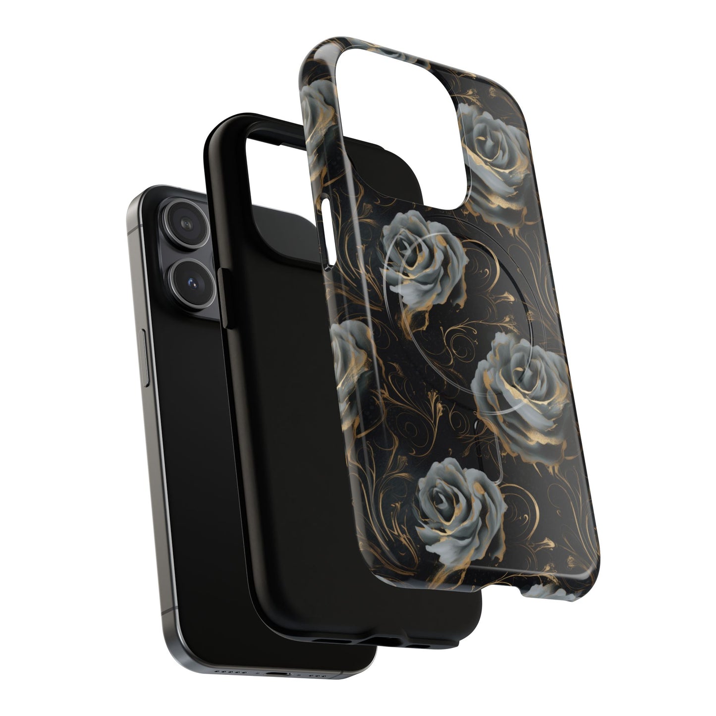 Midnight Bloom Tough iPhone Magnetic Cases,  iPhone 14, iPhone 15, iPhone 16, Pro, Pro Max, Plus MagSafe Case, Protective Tech Accessories, Gift for Her, Floral Design