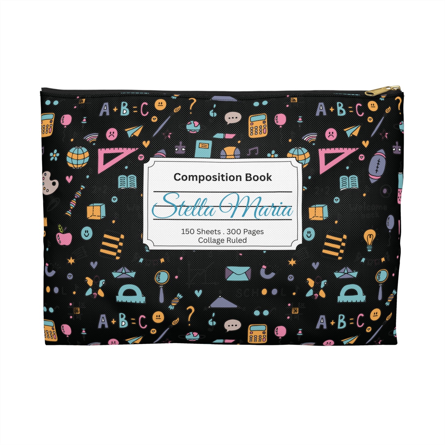 Personalized Chalkboard Chic Composition Book Inspired Accessory Pouch, Kids School Supplies, Classroom Organizer, Teacher Gift, Fun Stationery Case, Back to School