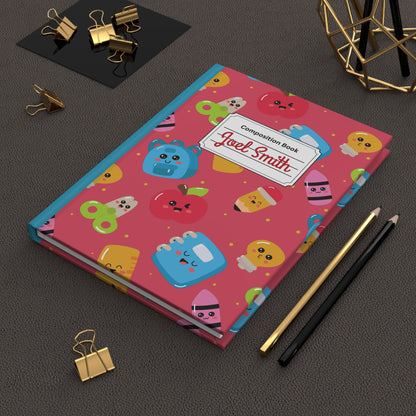 Custom Kawaii Composition Book Inspired Ruled Hardcover Journal for Kids, Fun School Notebook, Customizable Composition Book, Back to School Gift, Learning Organizer