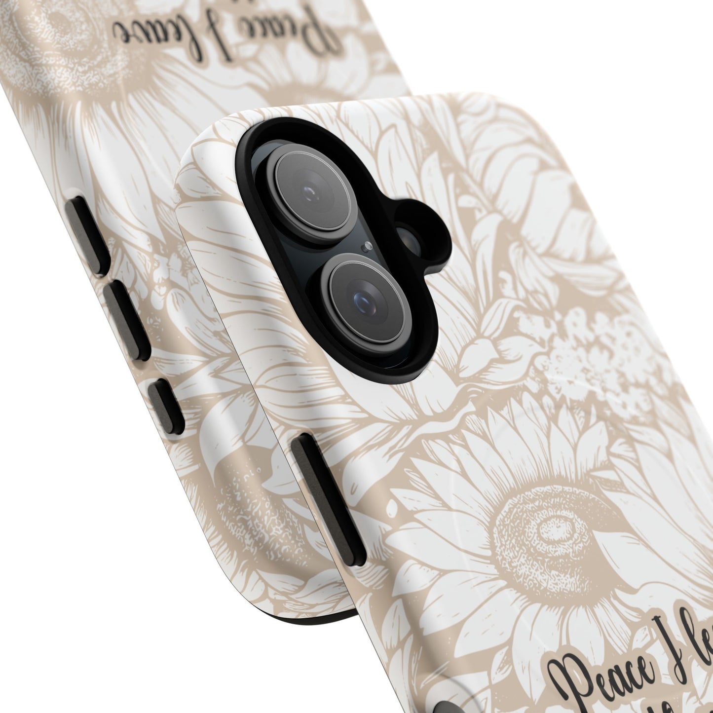 Peace I Leave with You John 14:27,Tough iPhone Magnetic MagSafe® Case Scripture, Sunflower Bible Verse,  iPhone® 13,  14, iPhone 15, iPhone 16, 17, Pro, Pro Max, Plus Cases.