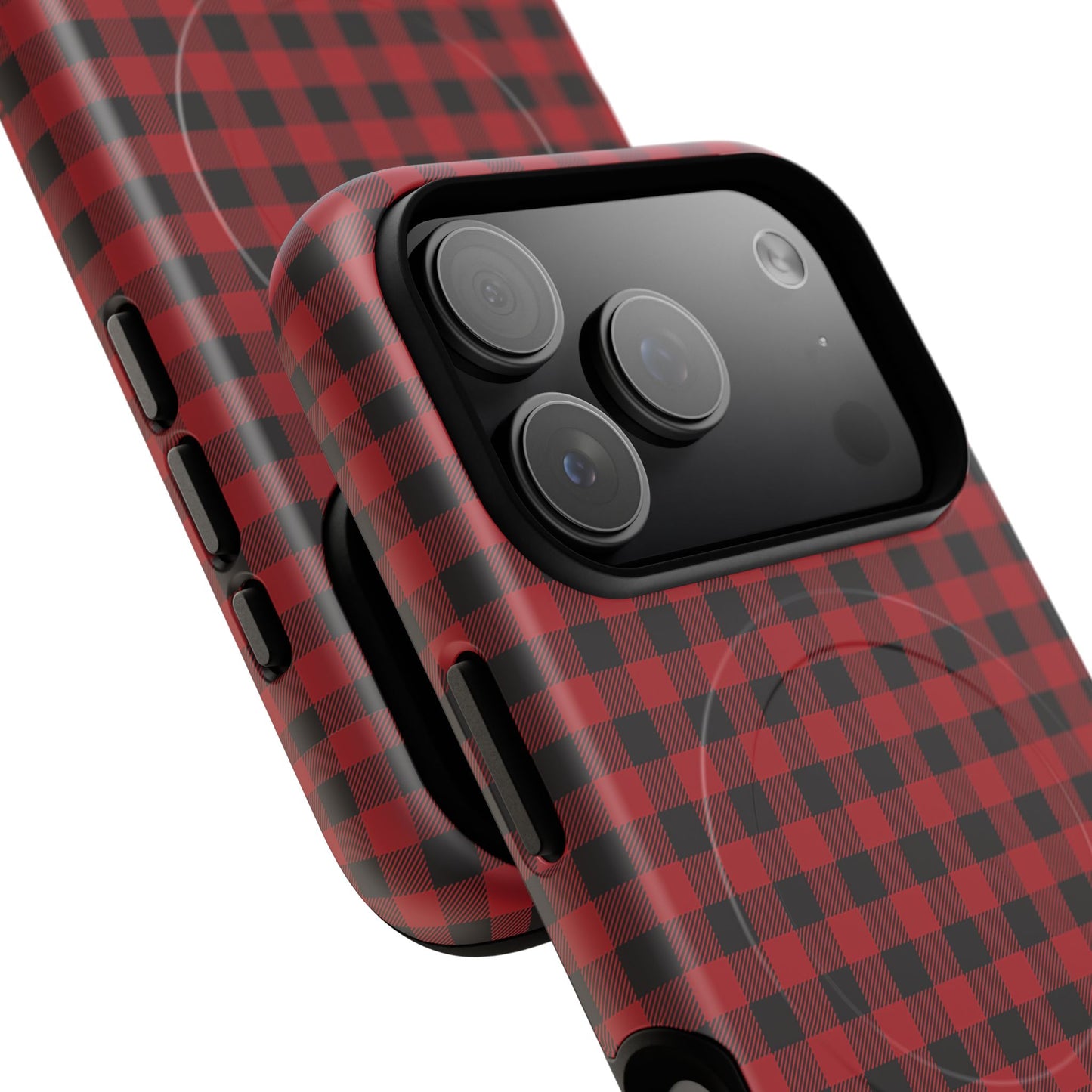Tough Magnetic Phone Case - Red Plaid, Durable, Stylish Protection for iPhones, Gift for Outdoor Lovers, Unique Phone Cover