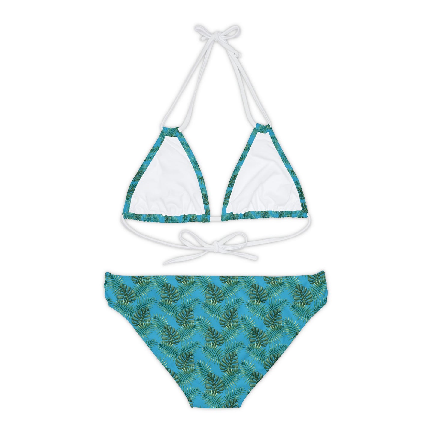 Turquoise Tropical Bliss Strappy Bikini Set (AOP)