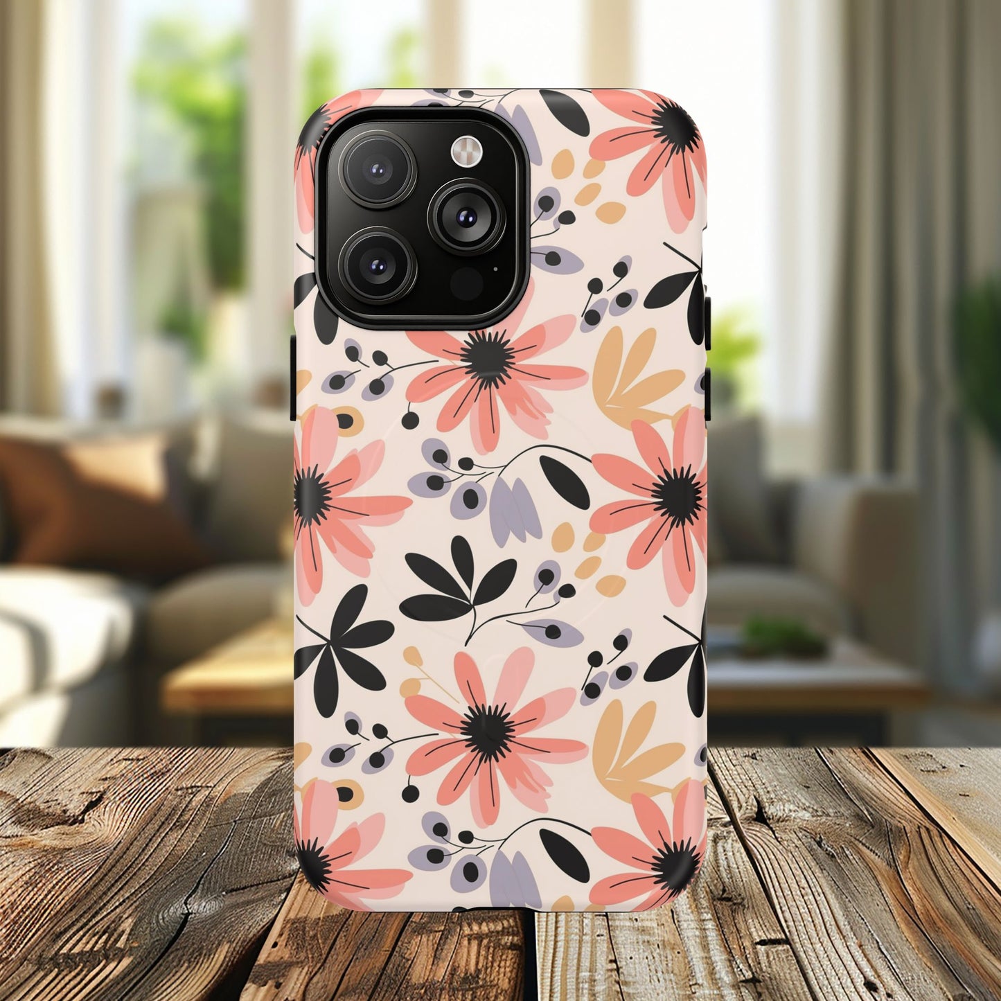 Stylish Soft Petal Noir iPhone Case, Floral iPhone Accessory for Her, Tough iPhone Magnetic Cases, Trendy iPhone Cover, Gift for Friends, Summer Vibes