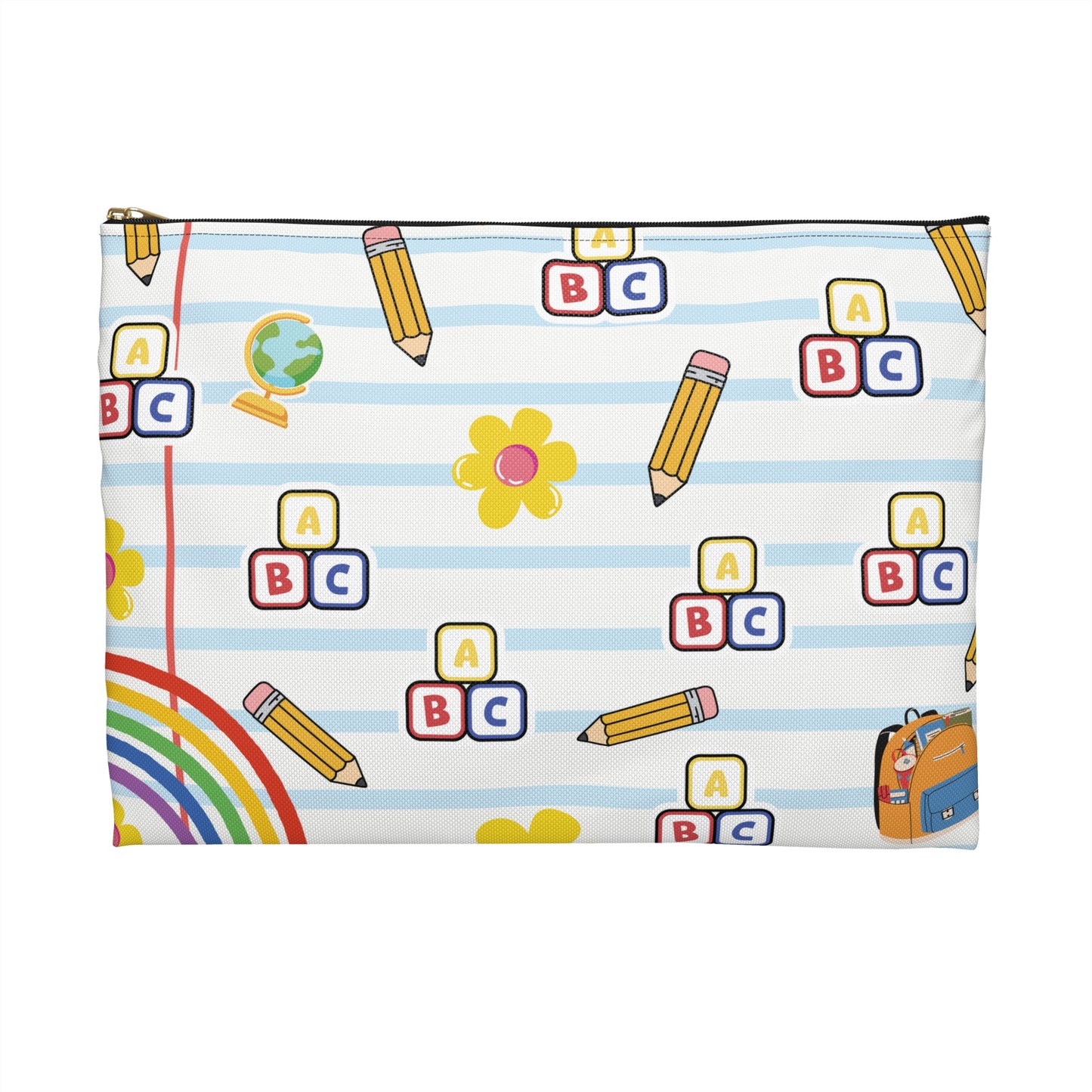 Personalized White SchoolYard Chic Composition Book Inspired Accessory Pouch, Kids School Supplies, Classroom Organizer, Teacher Gift, Fun Stationery Case, Back to School